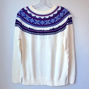 Talbots Labswool Blend Red Blue Fair Isle Sweater